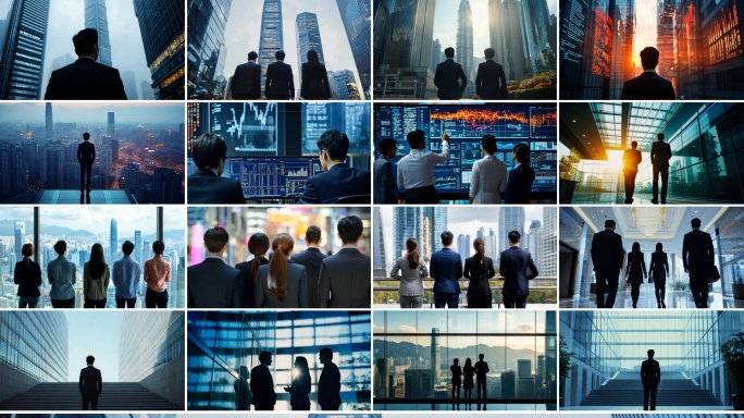 都市金融商务人士忙碌工作背影