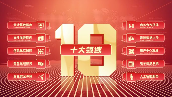 红色科技文字分类展示