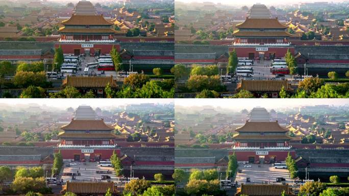 北京故宫博物院北门延时 清晨工作人员上班