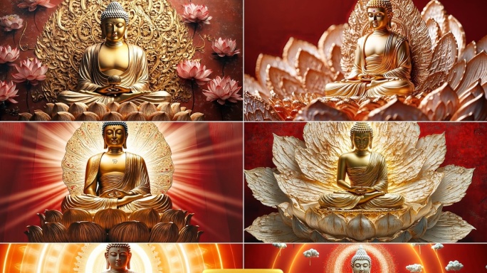 4k中国红佛祖佛光普照