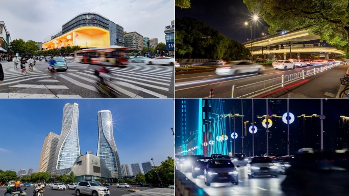 城市车流道路延时车水马龙快节奏合集