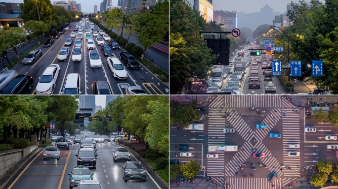 城市车流道路延时车水马龙快节奏合集