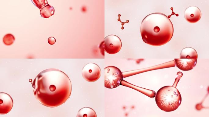 红色水珠细胞保湿精华护肤去皱