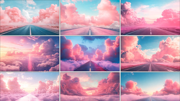 梦幻云海城市道路穿梭