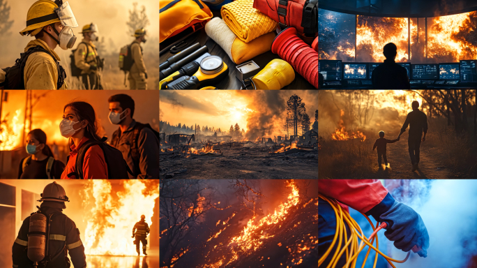 火灾灰烬燃烧烈火消防安全火灾救援