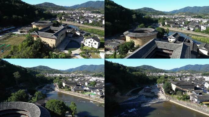 航拍福建漳州南靖县云水瑶景区土楼
