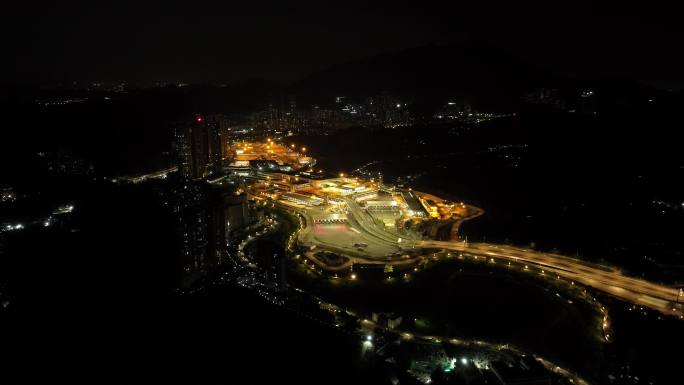 深圳莲塘口岸夜景航拍