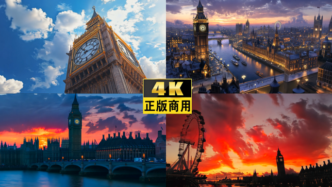 英国伦敦大本钟航拍延时摄影英国大本钟