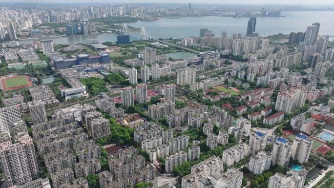 海口海甸岛海边居民楼航拍