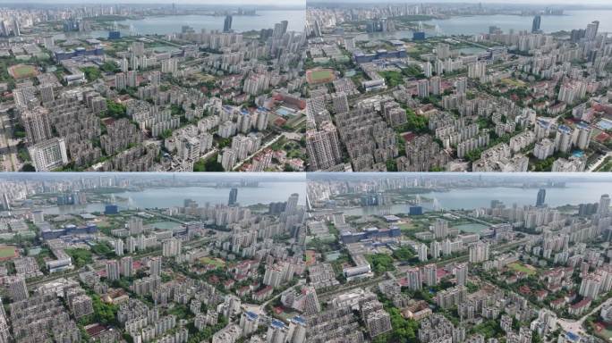 海口海甸岛海边居民楼航拍