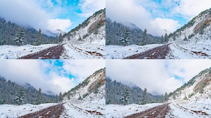 延时-祁连山山谷雪景