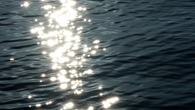 唯美蓝色湖面反光 波光粼粼镜面梦幻海面