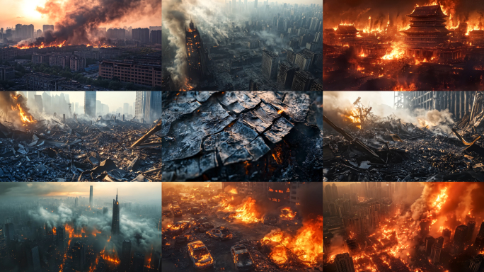 建筑城市大楼烧毁的写字楼