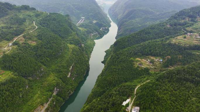 重庆彭水包茂高速乌江航拍大景乡镇【组镜】