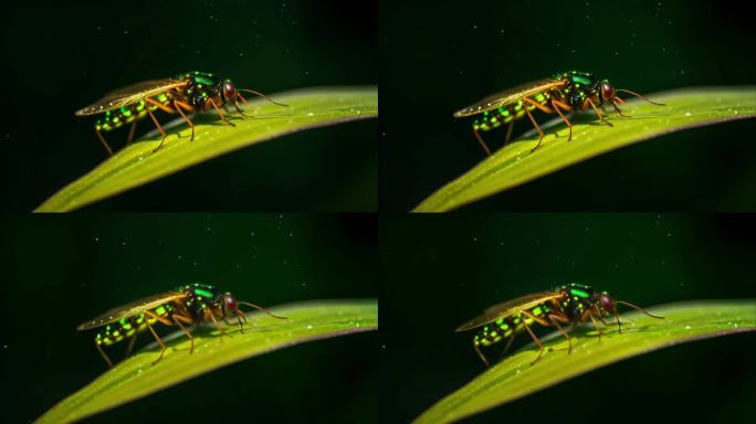 夏夜萤火虫特写镜头