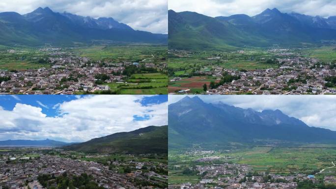 云南丽江白沙古镇 航拍