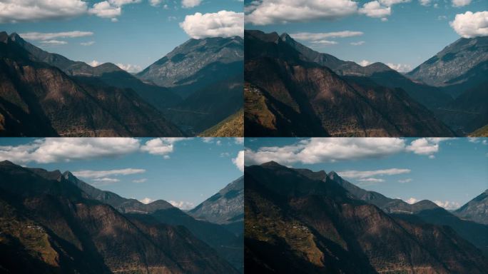 云南景区风光三江并流丽江金沙江山区村庄