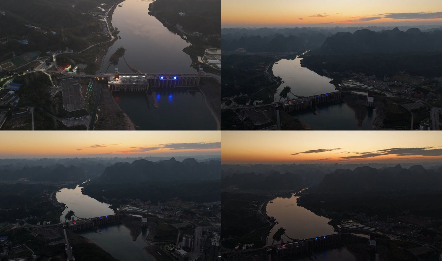 实拍黄昏下的大化水电站