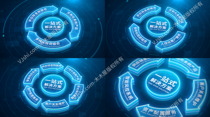 科技箭头分类闭环流程图展示