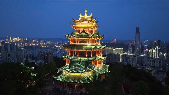 航拍重庆鸿恩寺夜景4K高清素材地标建筑