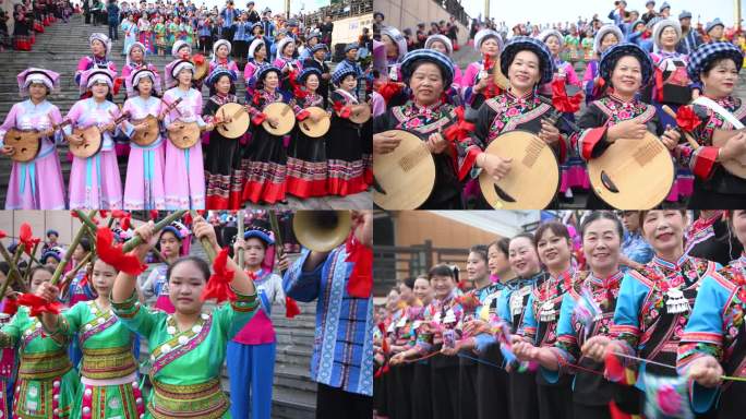 4k少数民族载歌载舞迎宾