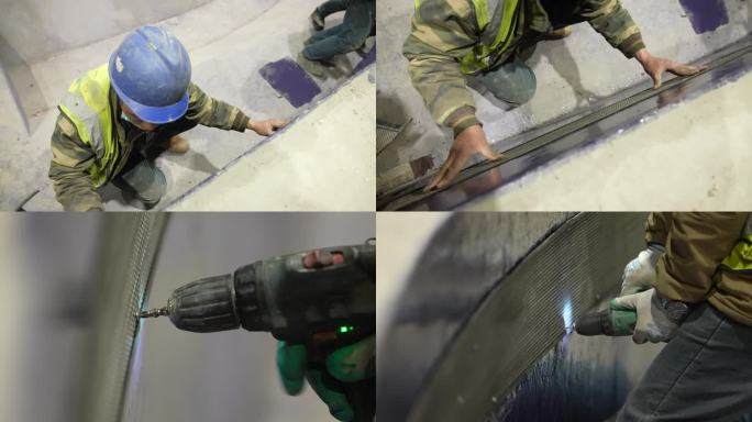 墙面金属网安装 手电钻安装