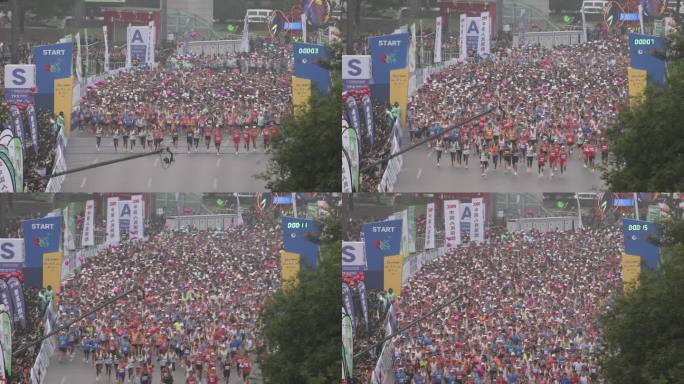 2024陕西西安马拉松比赛现场人山人海