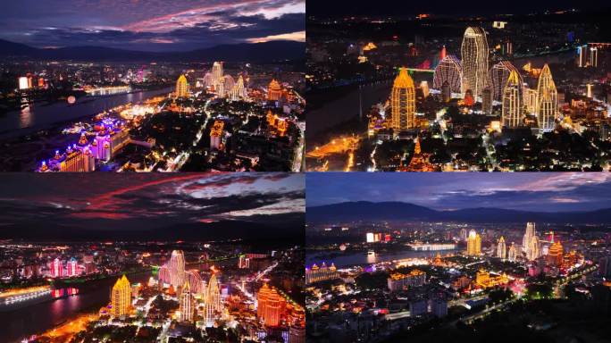 4K云南西双版纳航拍夜景日落