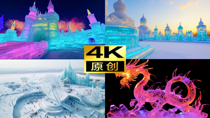 第26届哈尔滨冰雪大世界航拍冰雕冰雪节