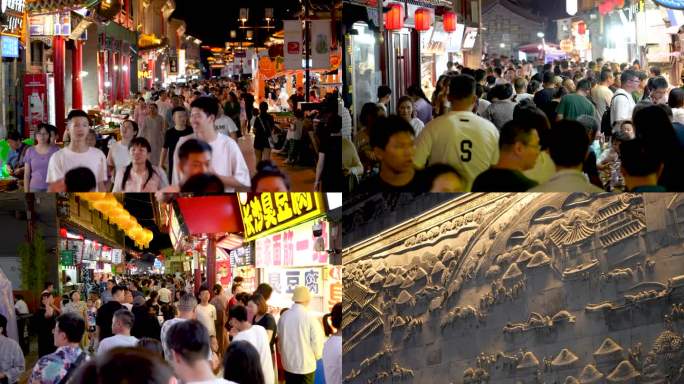 内蒙古呼和浩特大召广场夜景人流夏天