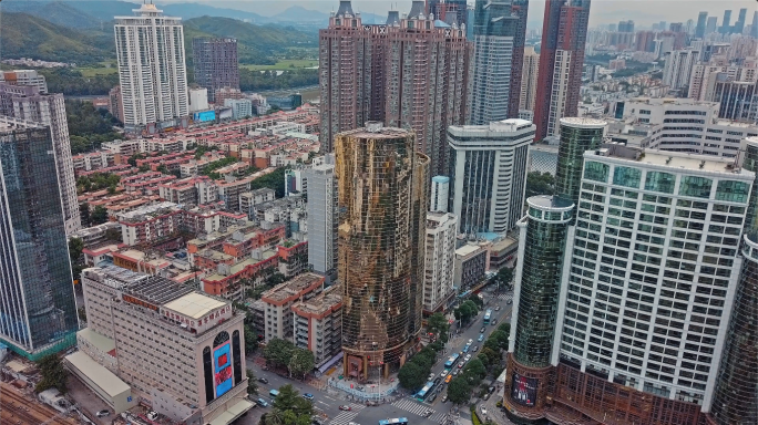 【4K】深圳金田大厦建设银行街道交通