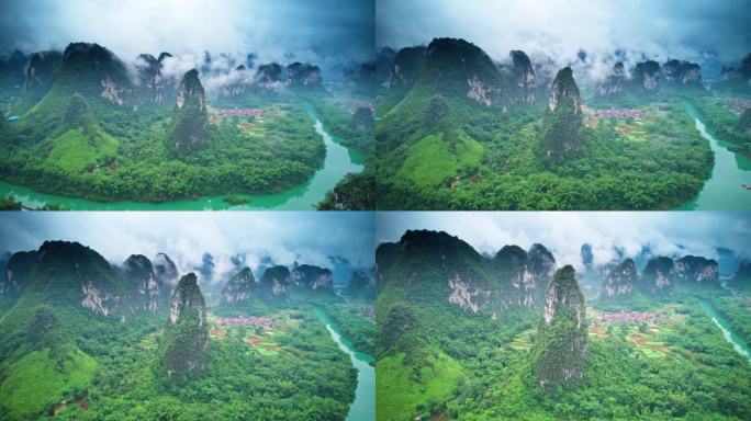 河池金城江第一湾女神锋姆洛甲航拍4K延时