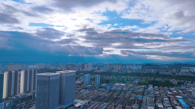 云 夕阳 城市大景 航拍天空 延时 风光