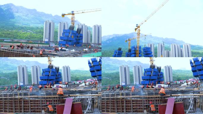 农民工在工地干活实景