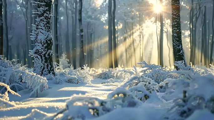 唯美雾凇森林雪景