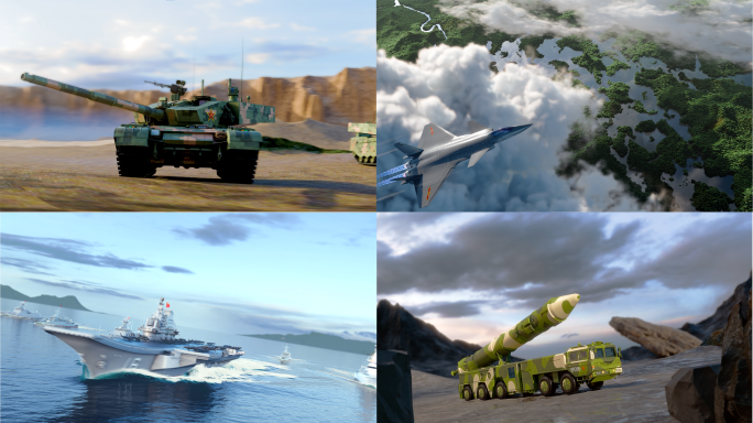 海陆空军事航母片头视频素材