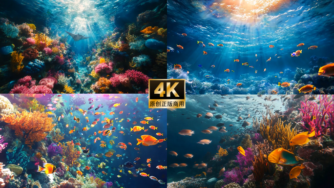 海底世界 海洋鱼群 ai大海