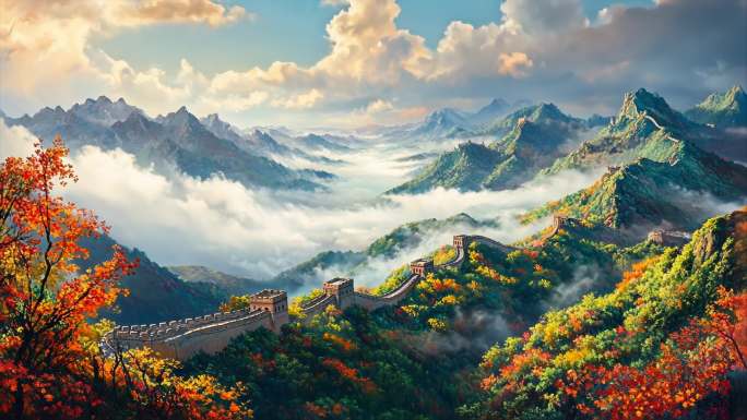 大美中国祖国大好山河长城