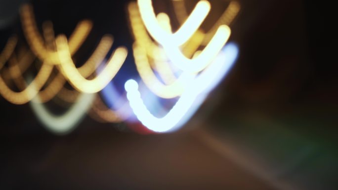 城市夜景迷幻灯光拖影虚焦抽帧风格4k03