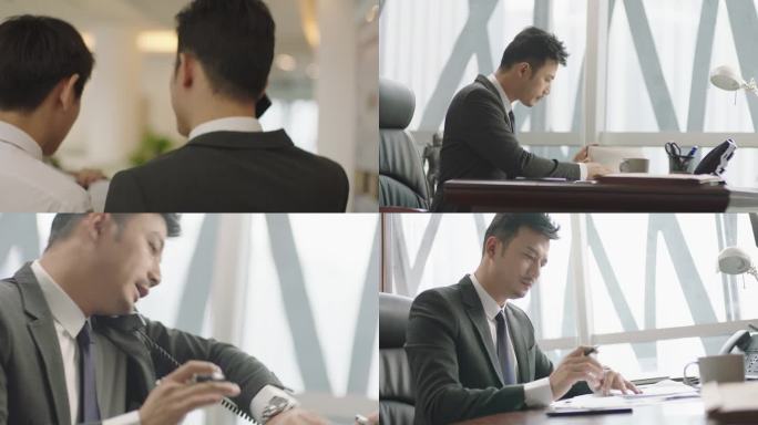 白领办公室忙碌工作加班上班写字楼