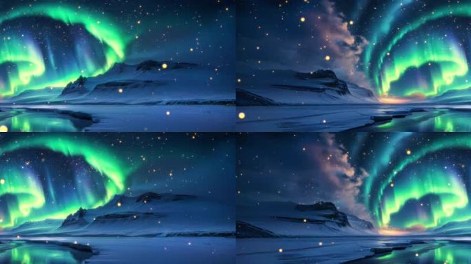 宽屏史诗冰原之上极光舞动闪耀夜空寒