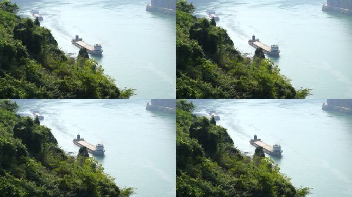 船舶行驶在风光秀丽的长江三峡西陵峡