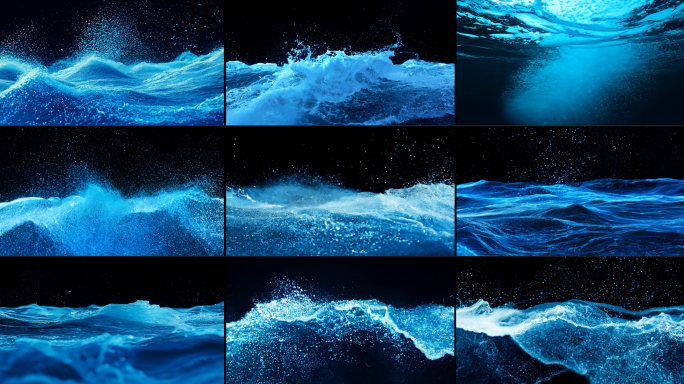 抽象粒子 蓝色大海海浪