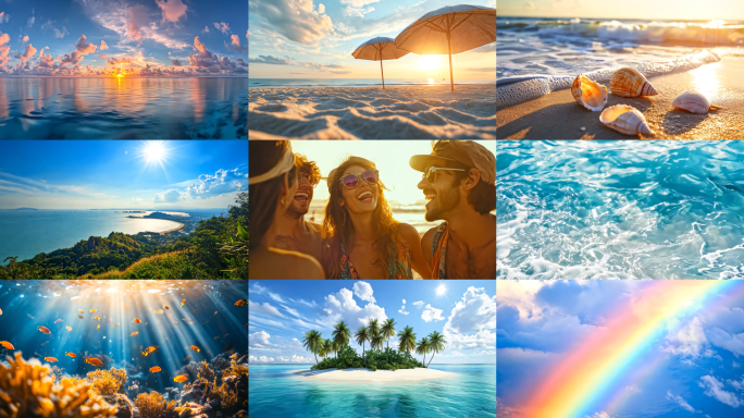 海边房屋蓝天三亚海南海边沙滩浪花旅游景点