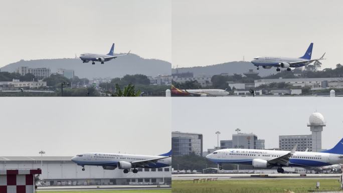 厦门航空飞机降落，落地厦门机场