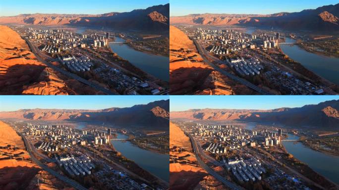 循化撒拉族自治县城市日出航拍