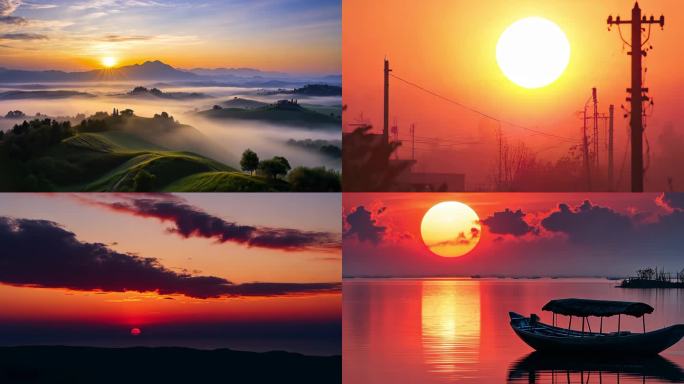 唯美日出夕阳晚霞晨曦太阳红日延时