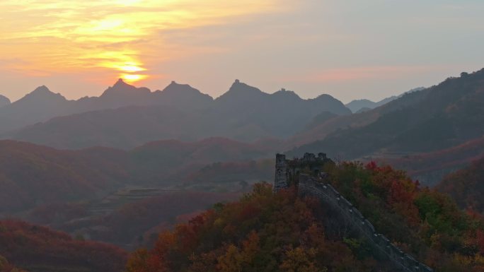 4K辽宁葫芦岛锥子山长城秋色航拍合集