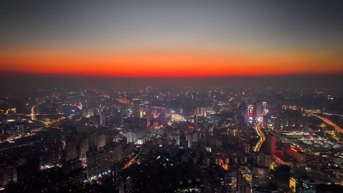 南宁城市夕阳落日航拍延时黄昏立秋冬季雾霾