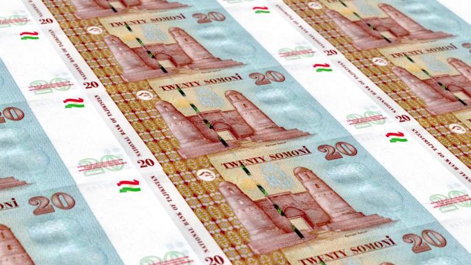 塔吉克斯坦索莫尼20钞票钞票印钞厂，印刷塔吉克斯坦索莫尼20钞票，印刷机印刷塔吉克斯坦索莫尼20钞票